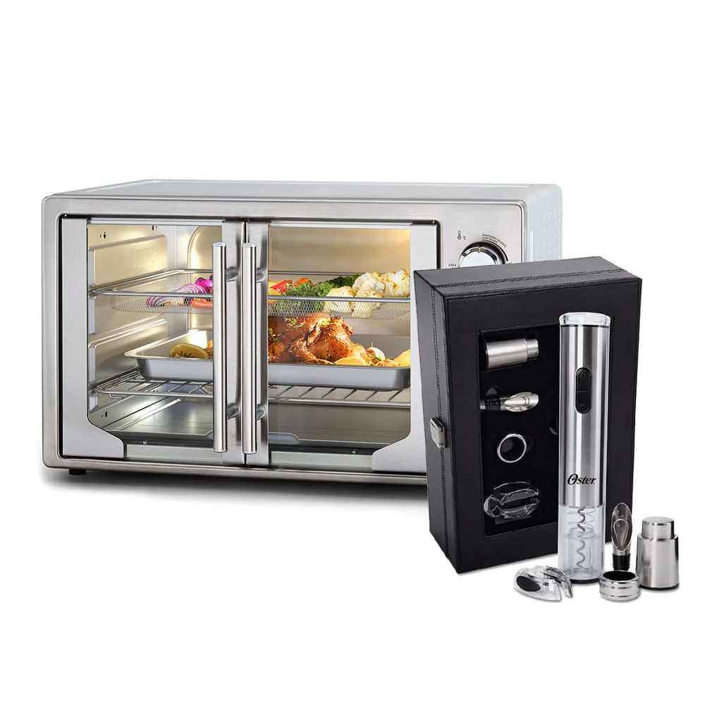 Kit Forno e Fryer French Door com Kit para Vinho Oster em Oferta na Shopee