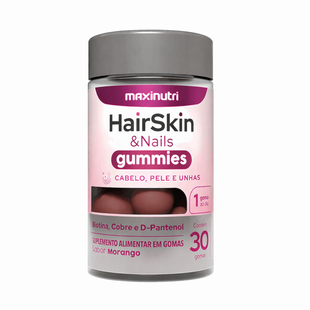 HairSkin & Nails Gummies Maxinutri 30 Gomas Sabor Morango