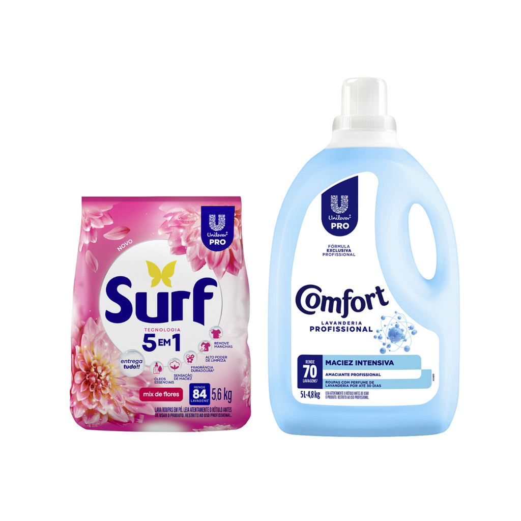 Kit Lava Roupas Surf 5,6kg + Amaciante Comfort 5L