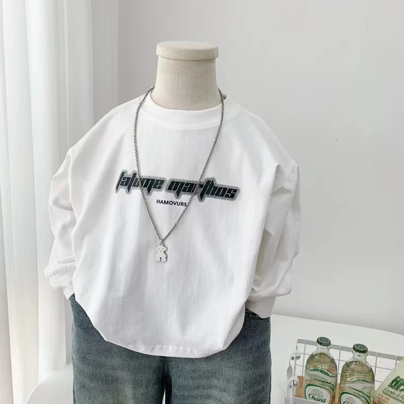 Crianças de manga comprida camiseta novo estilo dos desenhos animados impresso médio pequeno crianças primavera outono p