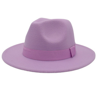 Chapéu De Lã Púrpura Felt Jazz Fedora Homens Mulheres Sombrero Panamá Vestido Sólido