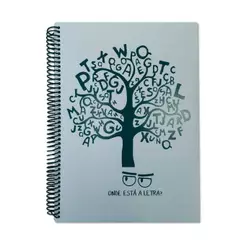 Caderno espiral capa dura universitário 1x1 100 folhas pauta ampliada Verde Ecoplast