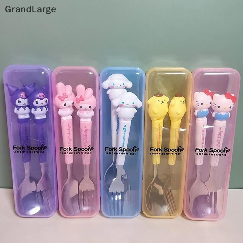 [GrandLarge] 2 Pçs/set Suprimentos De Cozinha Kuromi Colher Garfo Bonito Sanrio Pompompurin Hello Kitty My Melody Talher