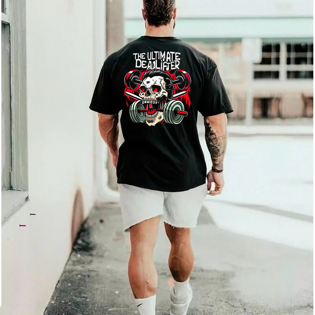 [Camiseta Premium em Algodão Puro]GXG Camiseta Oversized Caveira Ultimate Musculação Grande Algodão Treino Academia

