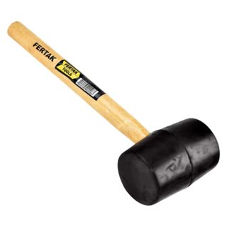 Marreta De Borracha Preta 16OZ 60mm Cabo De Madeira Fertak em Oferta na Shopee