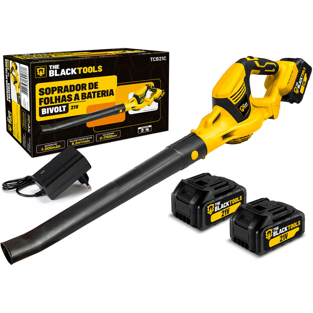 Soprador De Folhas Elétrico Profissional Limpeza Com 2 Baterias 21v Tcb21c Portátil The Black Tools em Oferta na Shopee
