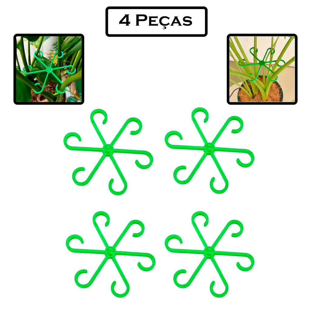 4 Suporte De Haste Para Plantas Ganchos Grampos Clipes De Fixação Amarração Caule Galhos Trepadeira