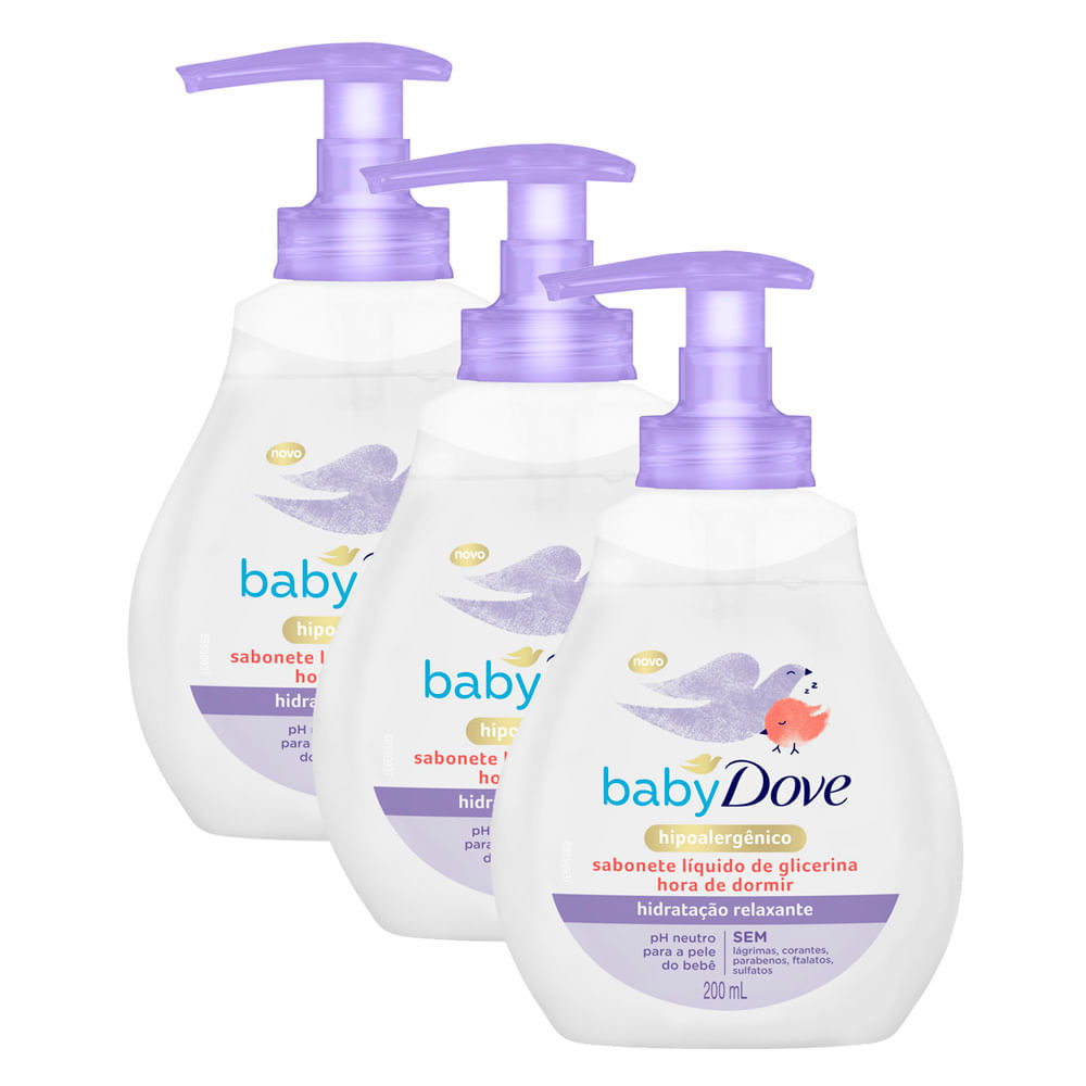 Kit 3 Sabonete Líquido Dove Baby Hora de Dormir 200ml em Oferta na Shopee