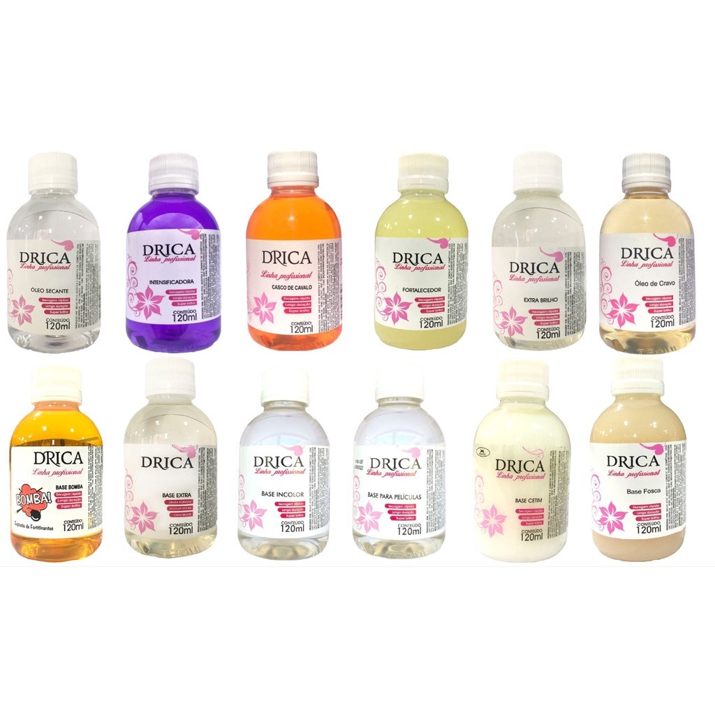Base Tratamento Linha Profissional Drica 120ml - Secagem rápida - Longa duração em Oferta na Shopee