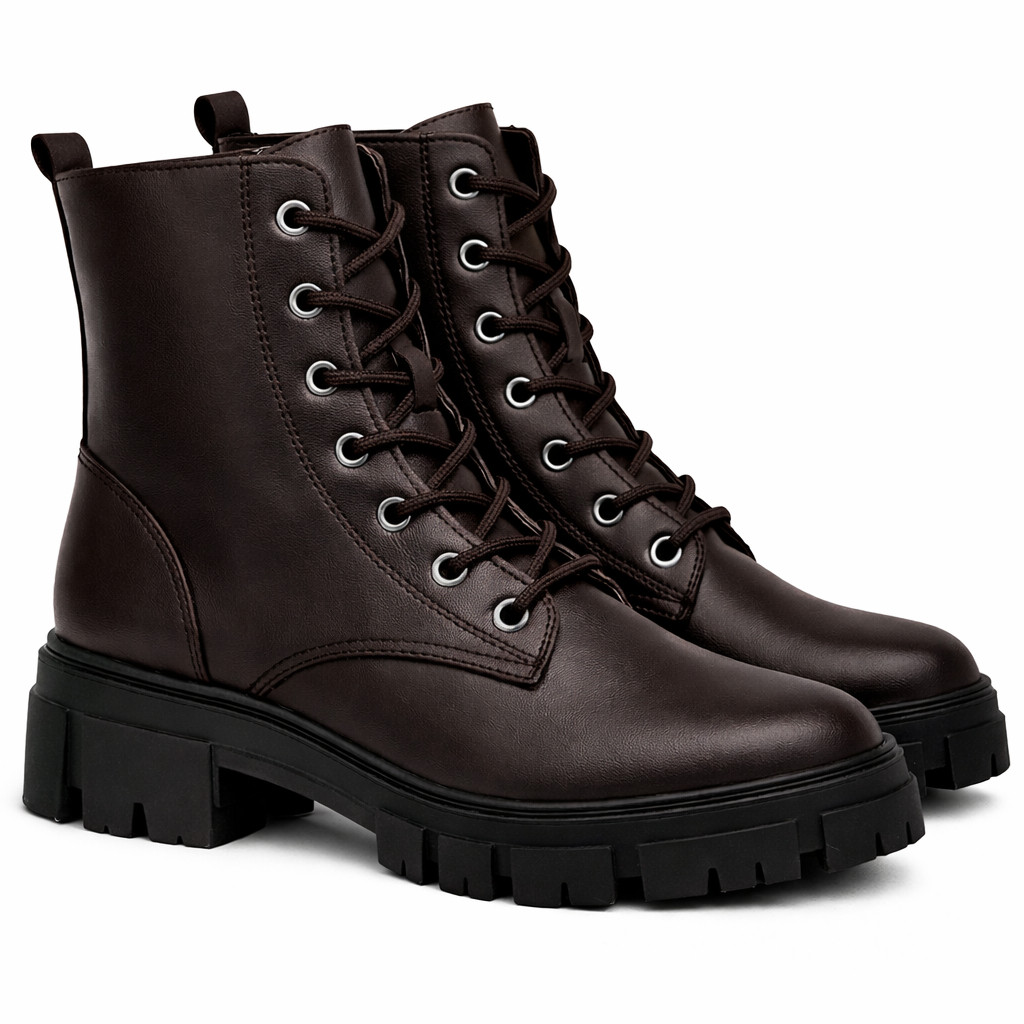 Coturno Feminino Tratorado Preto Uso Diário Confortável