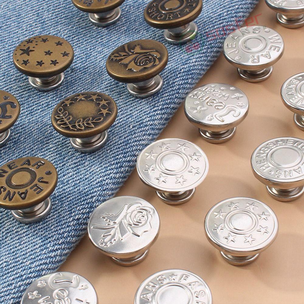 SOSFER 10 Peças De Botão De Metal Sem Costura , Botões Jeans Removíveis Pregos , Kit De Reparo De Ajuste De Cintura De S