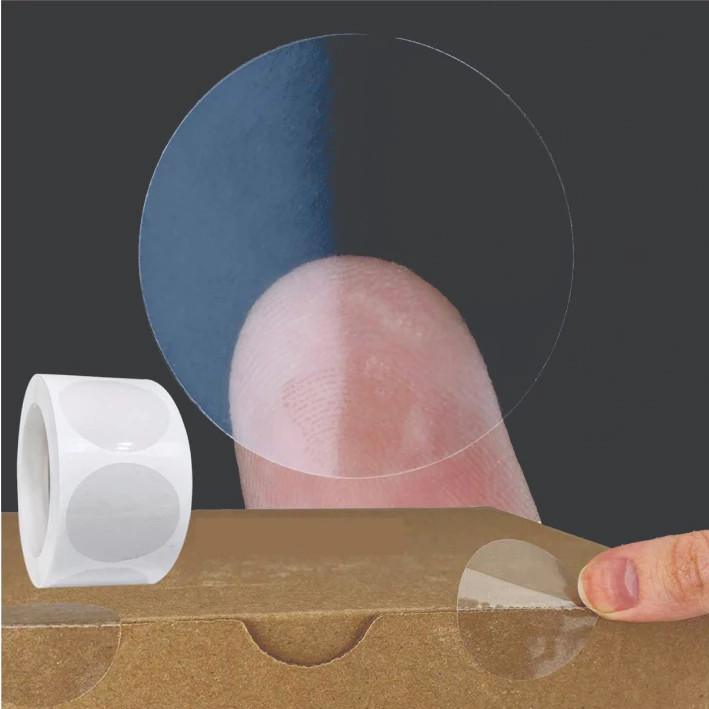 500 Etiqueta Transparente de 2 a 5cm, Adesivo Redondo, Selo Lacre Caixa Envelope Presentes Sacola