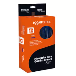 Marcador para Quadro Branco Slim Azul Caixa com 12 Unidades Jocar Office Leonora - 96093