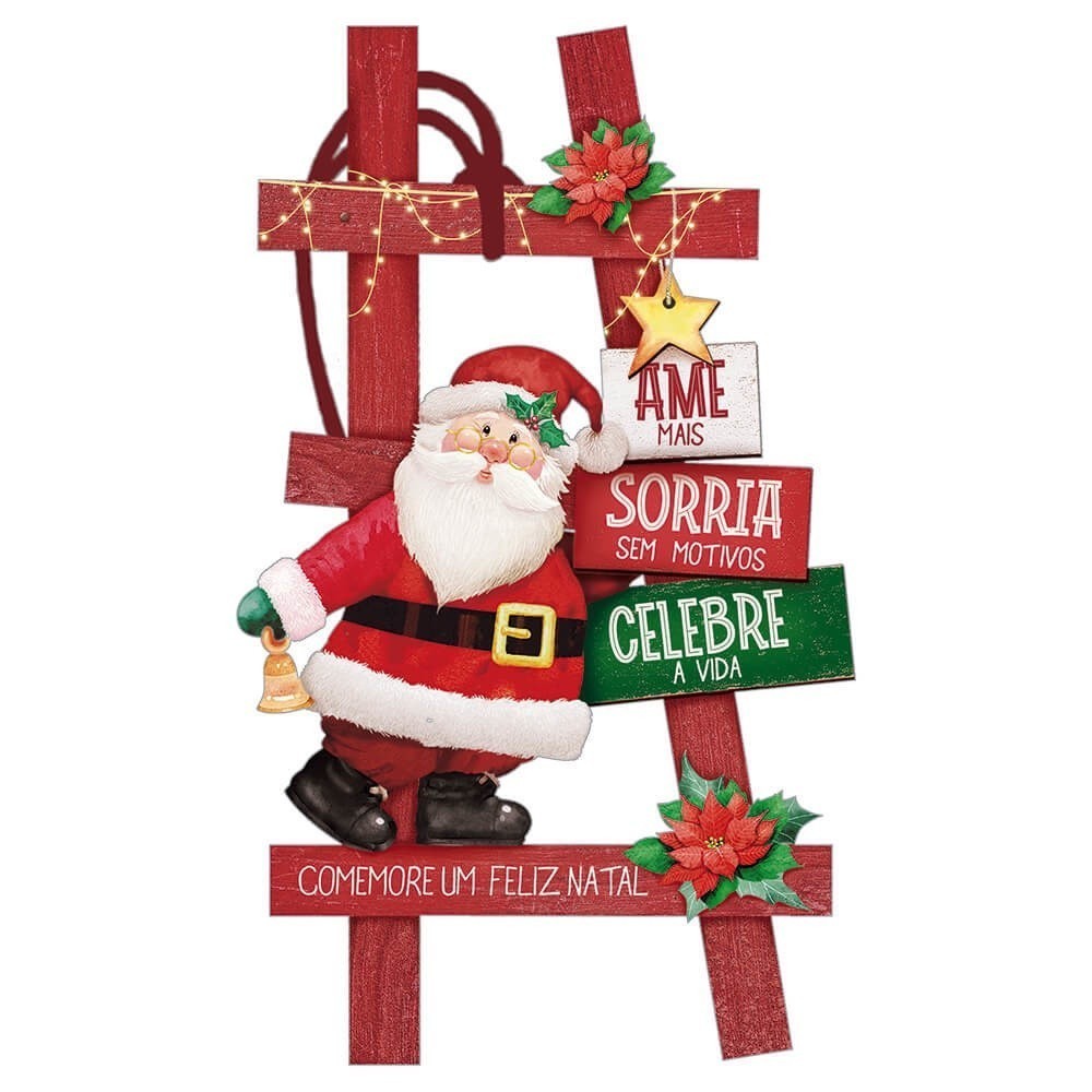 natal papai noel feliz natal 1 peça decorativa 20cm mdf