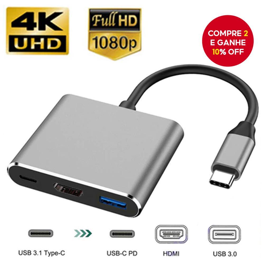 Adaptador HDMI Tipo C 4K PD Expansão USB Conversor Multi Porta para Projetor de Tela para PC Laptop