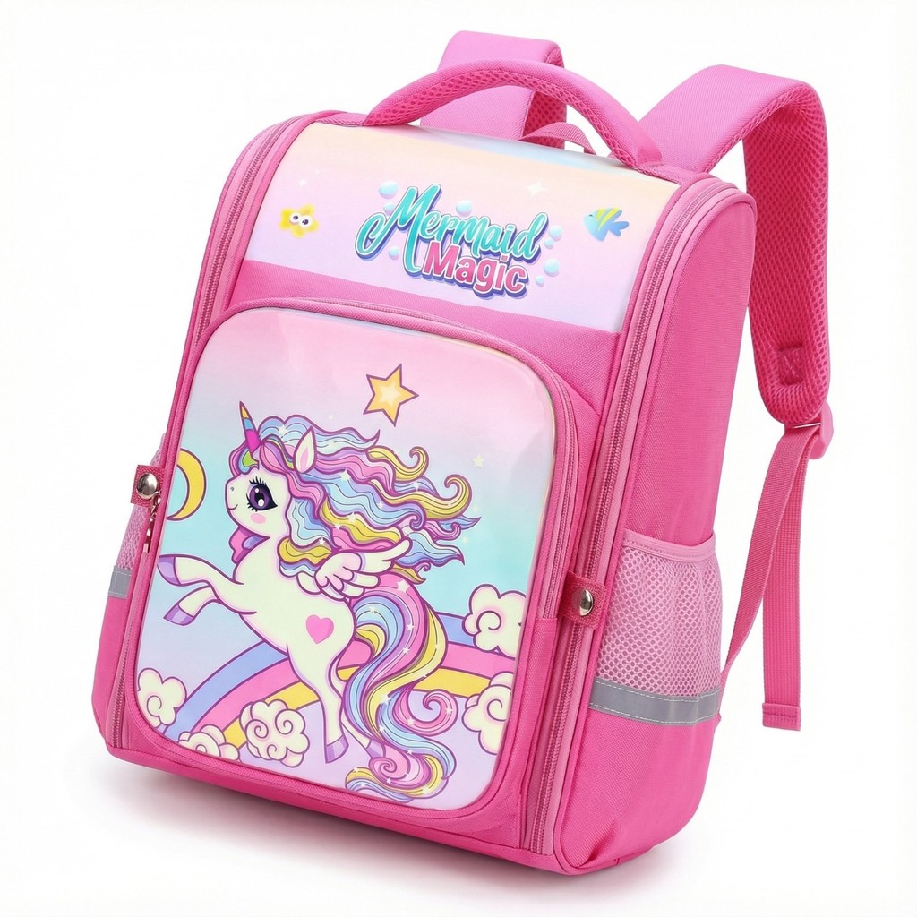 Mochila Feminina Infantil Escolar Impermeável Reforçada Unicórnio Menina Princesa Rosa Bolsa de Costas