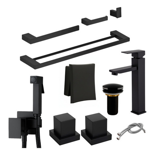 Kit Para Banheiro Preto Fosco Luxo Padrão Deca Com Hydra E Ducha