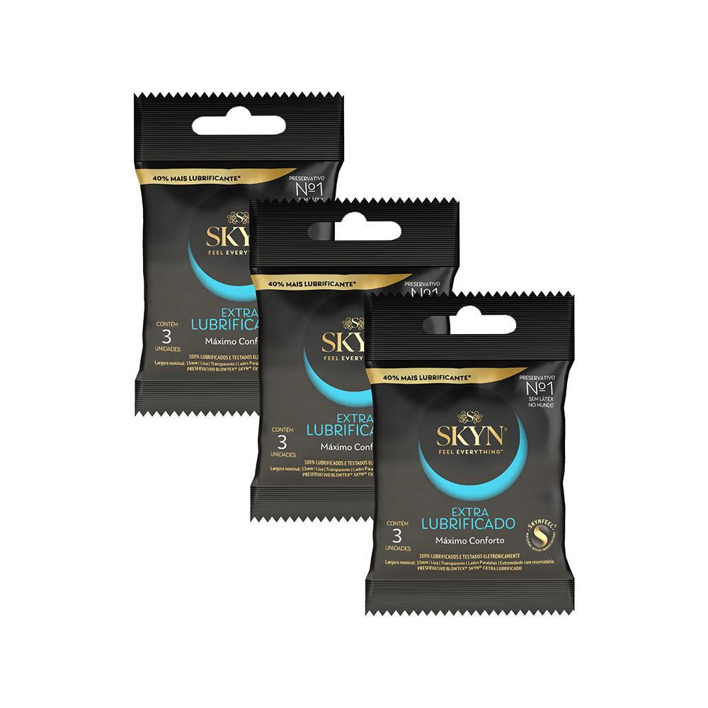 Kit 3 Pacotes Preservativo SKYN Extra Lubrificado C/ 3 Unidades Cada em Oferta na Shopee