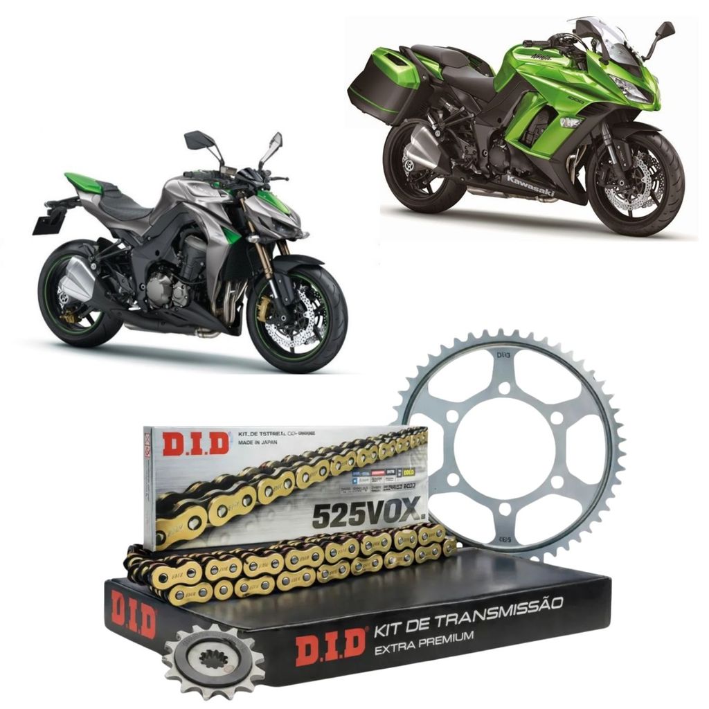 KIT RELAÇÃO DID PREMIUM KAWASAKI Z1000 / NINJA 1000 (2012-2024) 43/15T (525ZVMX-114ZB)