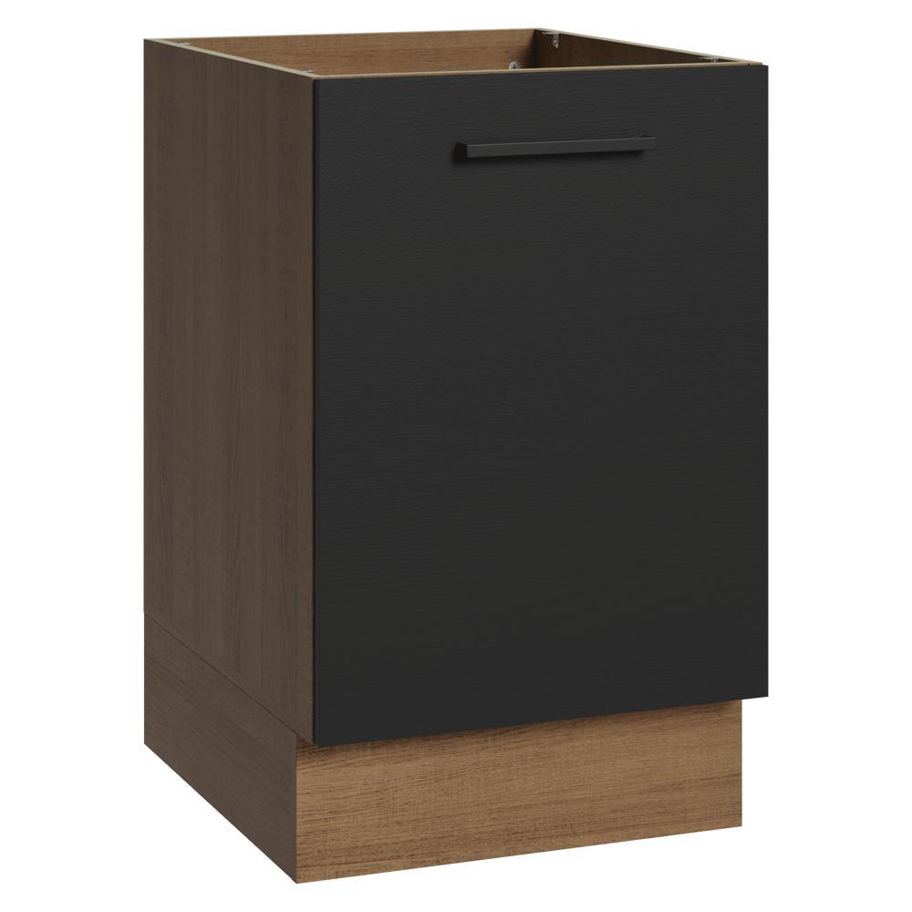 Balcão de Cozinha 50cm 1 Porta (Sem Tampo) Rustic/Preto Agata Madesa