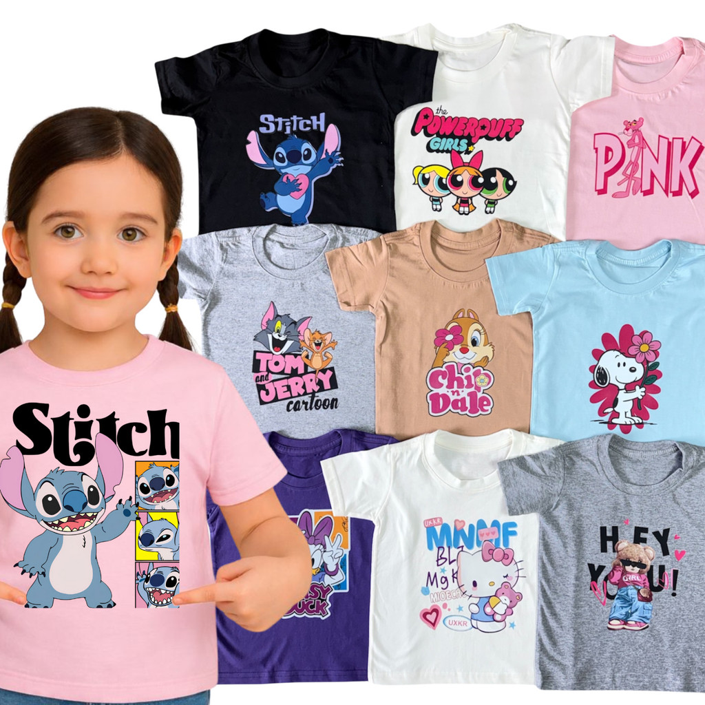 Kit 5 Camisetas Infantil Estampas Meninas 100% Algodão | SORTIDO | Envio Rápido em Oferta na Shopee