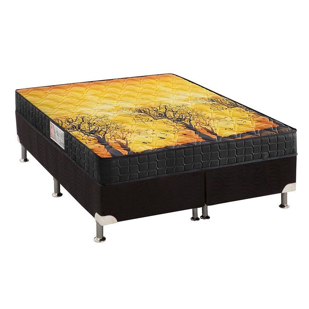 Cama Box Queen: Colchão Espuma Anjos D28/EP Anatômico Pantanal + Base CRC Suede Black(158x198)