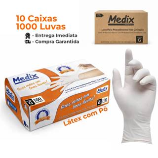 Luva Descartável Látex com Pó Kit 10 Caixas Medix Caixa Fechada 10un em Oferta na Shopee