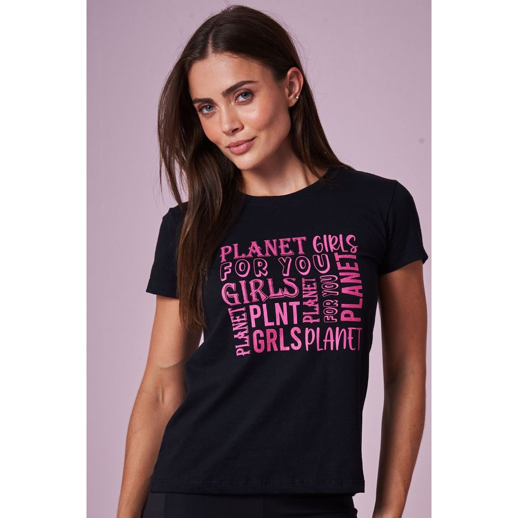 Camiseta Feminina For You Planet Girls Preto em Oferta na Shopee