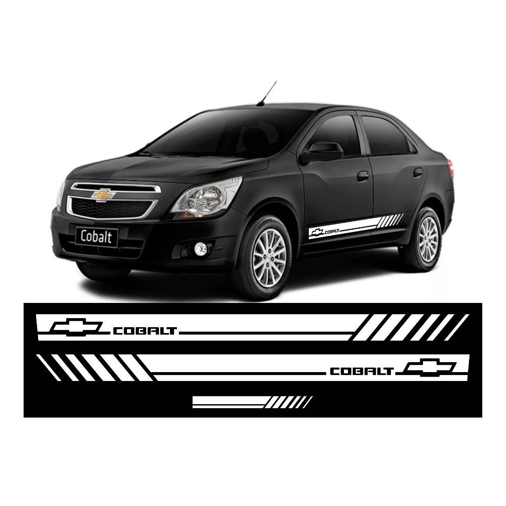 Adesivo Cobalt Faixas Lateral E Traseira Chevrolet Sport Tuning Acessórios Personalizado 3 UND. BRANCO CH91