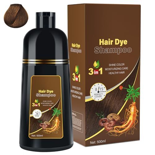 IIIMEIDU Shampoo De Tintura De Cabelo Para Cobertura De Cabelos Grisalhos , Natural 3 Em 1 Mulheres E Homens , 500ml (Ma