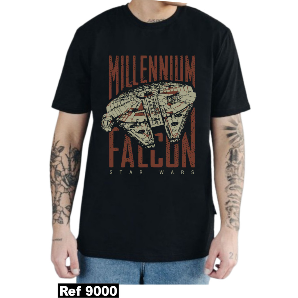Camiseta Star Wars Millennuum Falcon Unissex Camisa Filme Malha 100% Algodão