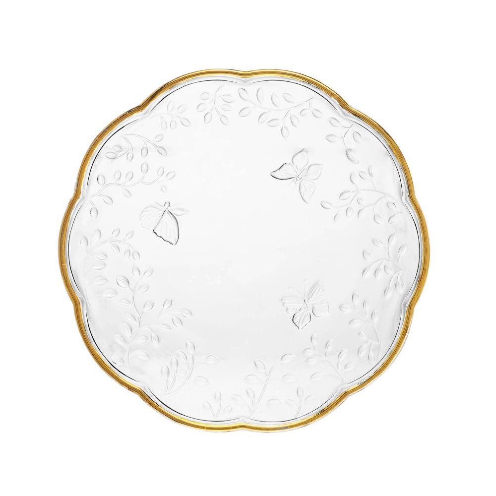 Prato Raso New Butterfly Fio de Ouro 26,5cm x 2cm Cristal