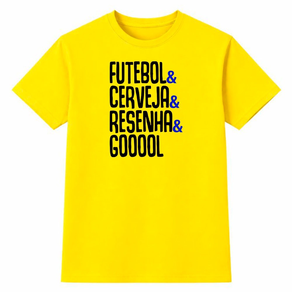 Camiseta Masculina 100% Algodão Futebol Resenha Copa do Mundo Brasil Torcida Moda Casual