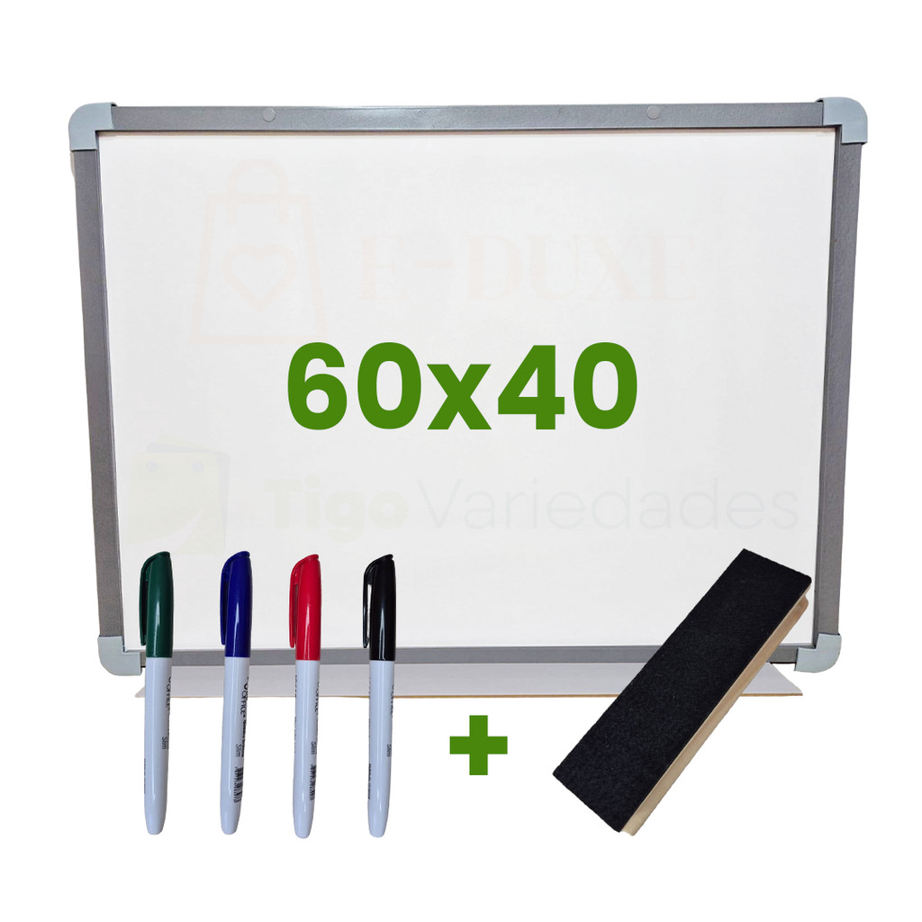 Quadro Lousa Branca Escolar Moldura MDF Aluminizado 60x40 em Oferta na Shopee