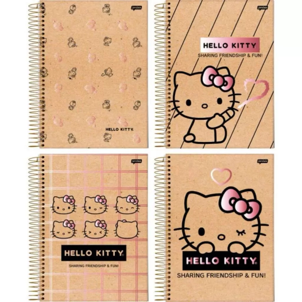 Kit 4 Cadernos Hello Kitty Gata Cromado 1 Matéria 80 Folhas em Oferta na Shopee