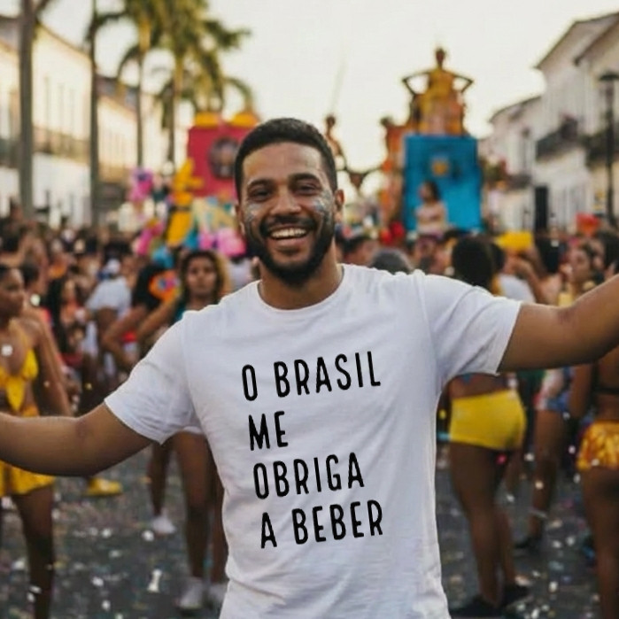 Camiseta carnaval Cerveja | O Brasil Me Obriga Beber | Top 100%Algodão 30.1 Lançamento 2026 Top