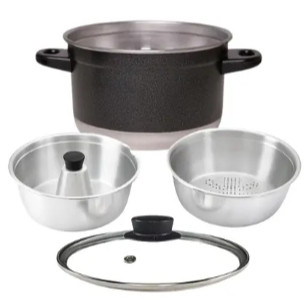 Panela Multiuso 3 em 1 Alumínio | Cuscuzeira + Forma de Pudim + Vapor Legumes em Oferta na Shopee