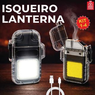 Isqueiro Elétrico Recarregável com Lanterna Led e Resistente à Água Carregamento Prático