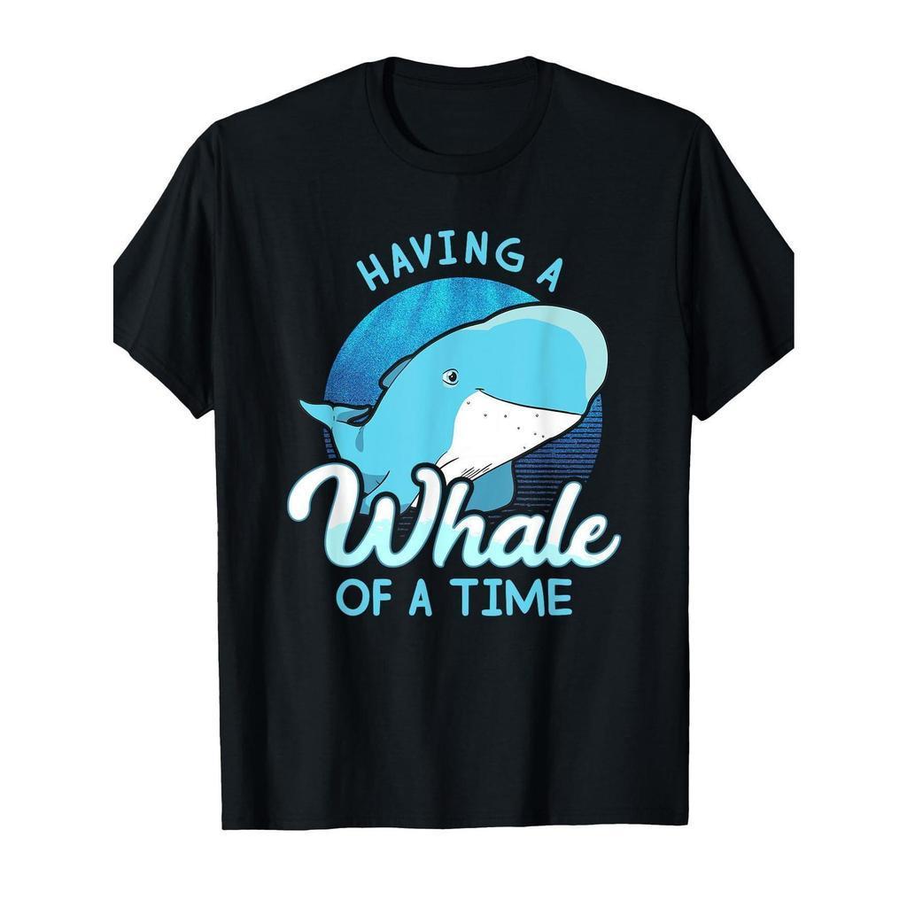T-shirt Gráfico "Men's Whale of a Time" - Camiseta Divertida com Estampa de Baleia e Oceano com o Slogan "Having a Whale