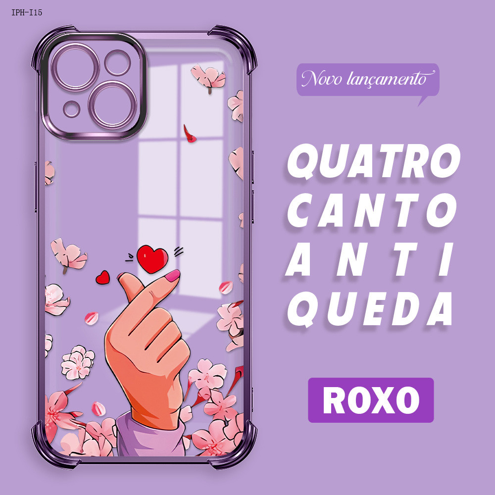 Capa Anti Impacto Transparente Luxo Para iPhone 17 17E 16 16E 15 14 13 12 11 XR 7 8 SE Pro Max Plus Soft Capas 0578 FS