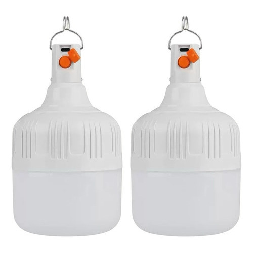 Kit 2 Lâmpada Led Bulbo 20w Camping Usb De Emergência Forte