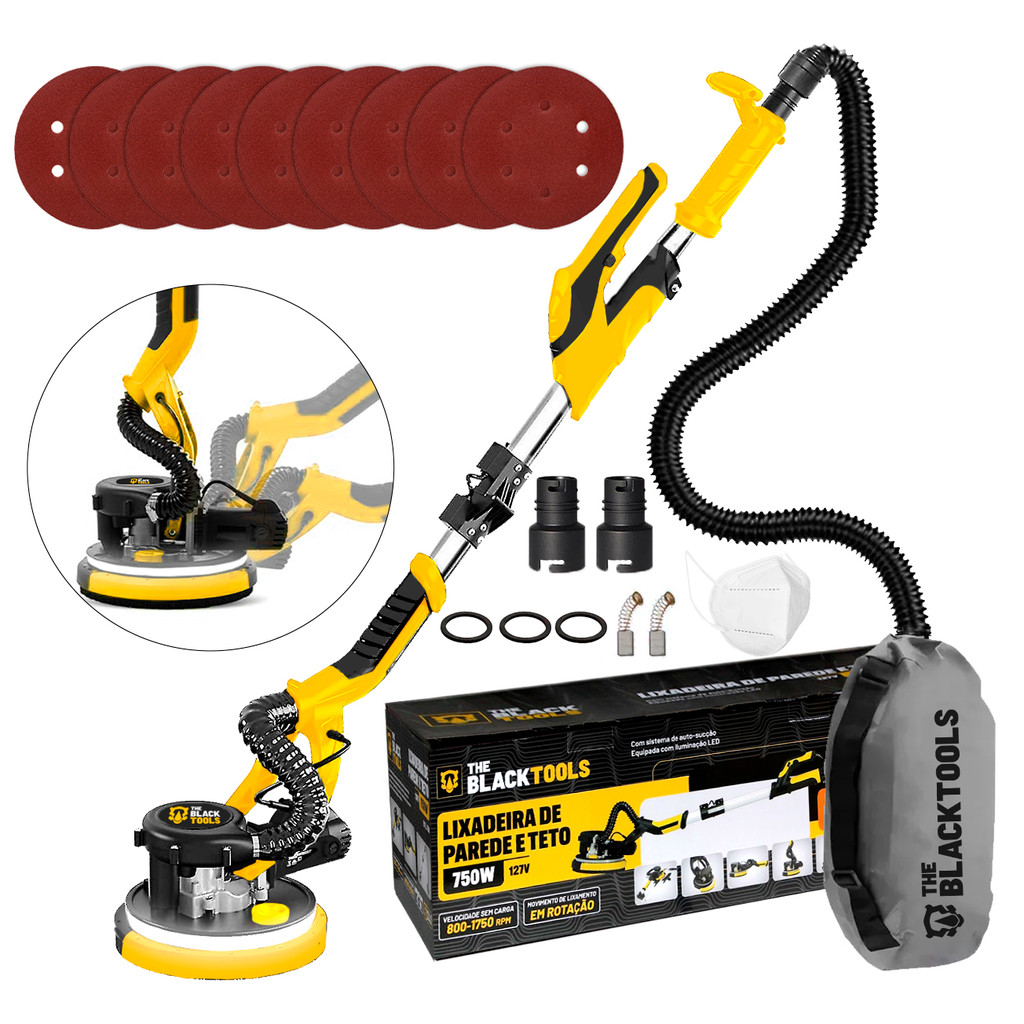 Lixadeira Teto Telescopia Girafa 750w Led De Parede Btl750 The Black Tools em Oferta na Shopee