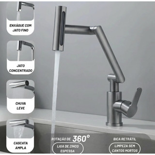 Torneira Gourmet 4 Modo De Jato Arejador Rotação 1080° Para Banheiro Cozinha Pia Mesa Quente Frio em Oferta na Shopee