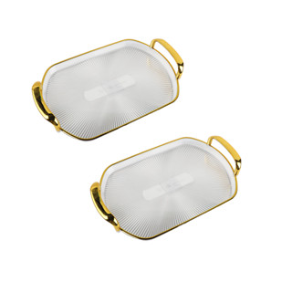 Kit 2 Bandeja Decorativa 34cm Acrílica Canelado Café  Mesa Apartamento Cozinha Multiuso Alças Bebida em Oferta na Shopee