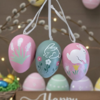 Ovo de Páscoa Decorativo para Pendurar - Rosa e Verde - 6x4x4cm - 9 unidades - Rizzo em Oferta na Shopee