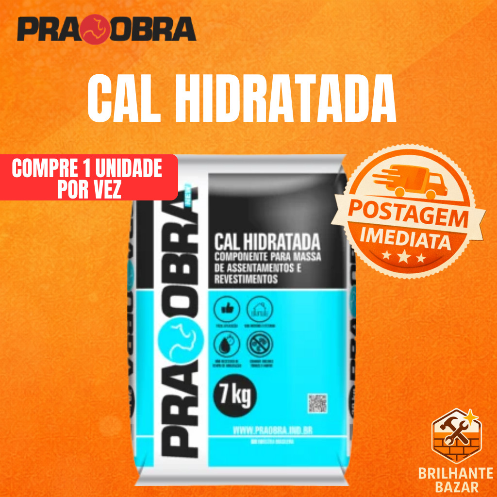 Cal Hidratada Pintura Massa Branco 7kg Interno Externo PRAOBRA