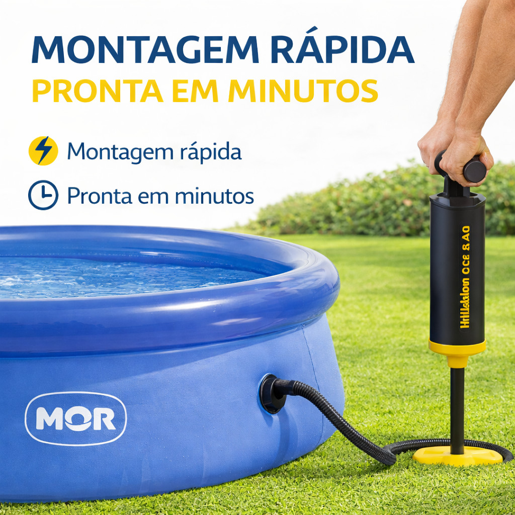 Piscina Inflável Mor Grande 1000L / 2400L Redonda Infantil + Bomba de Ar Manual