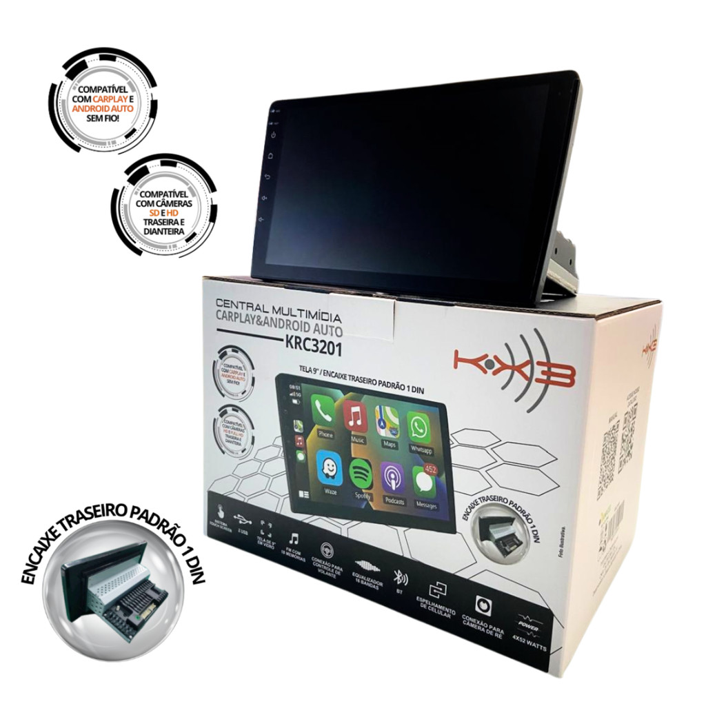 Multimídia Kx3 9pol 1din Tela Touch 1280x800p Sem Adaptação em Oferta na Shopee