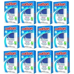 Kit 900 Unidades Hastes Flexíveis Cotton Line 12 CAIXAS com 75 Cotonetes Com Pontas Algodão Natural Antigerme