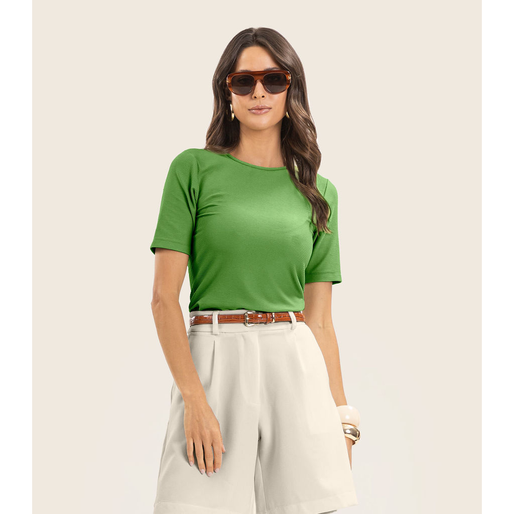 Blusa Feminina Manga Curta em Poly Endless Verde